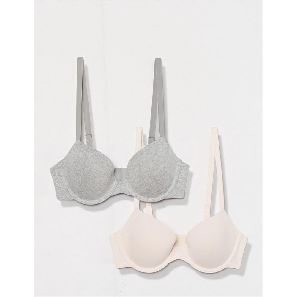 2-Pack Amazon Essentials Women's Padded Bra Size 34C Grey Pearl Lightly Demi Cup